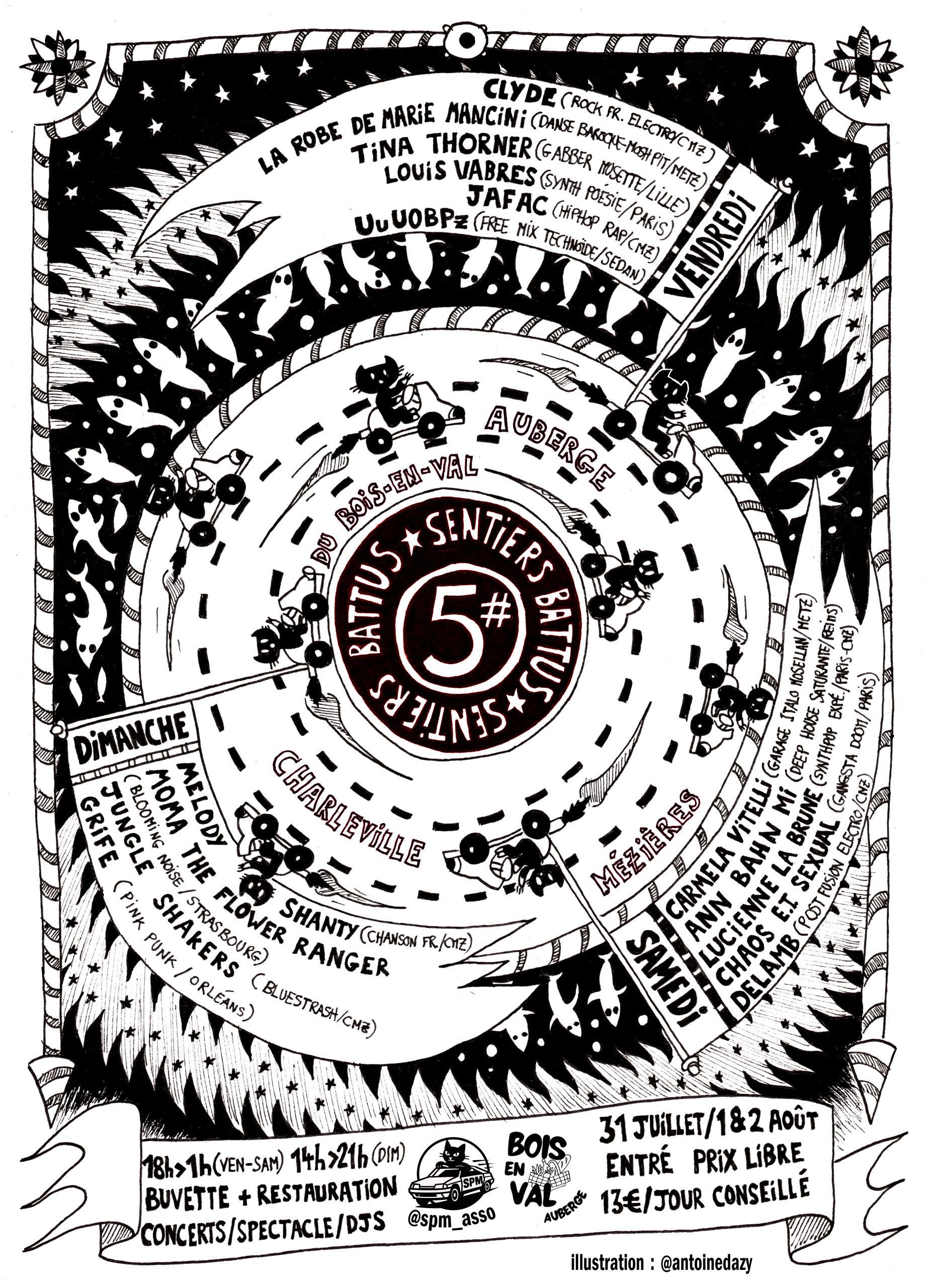 L'affiche du festival Sentiers Battus 2026 à l'Auberge du Bois en Val (Charleville-Mézières(08), France)