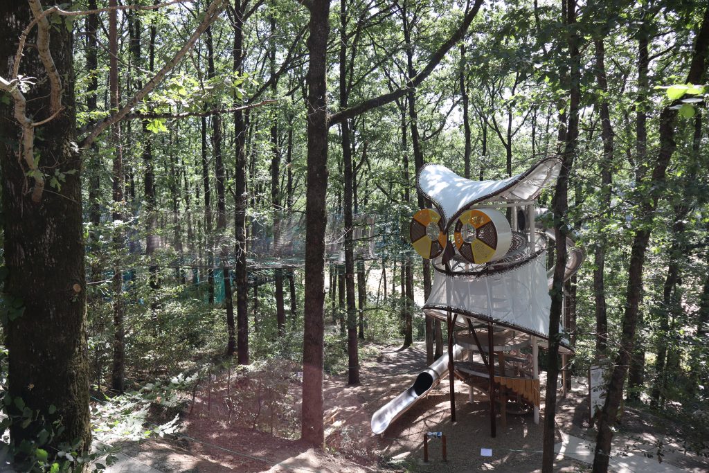 Le plus grand hibou du monde veillant sur les hamacs à bonds au parc argonne découverte