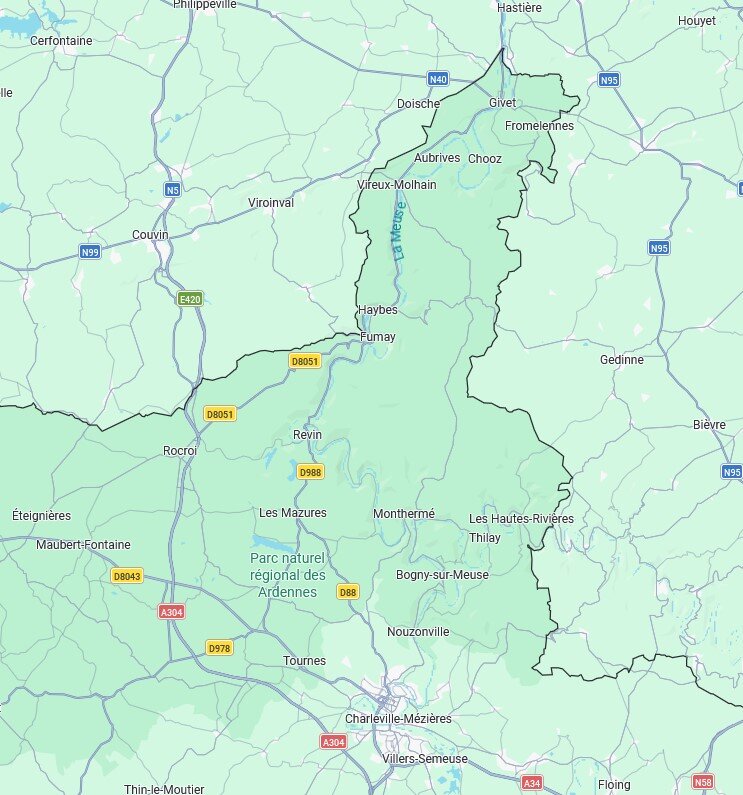 Karte der nördlichen Ardennen
